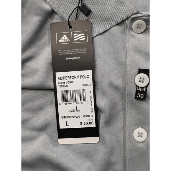 Adidas Performance Polo Shirt Mens Large Golf UPF 30 Beaverhead Logo Gray - Picture 4 of 13